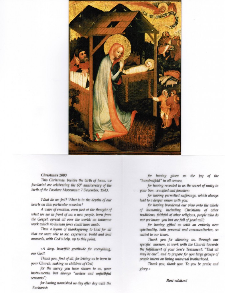 Translation of the Christmas Letter of Chiara Lubich